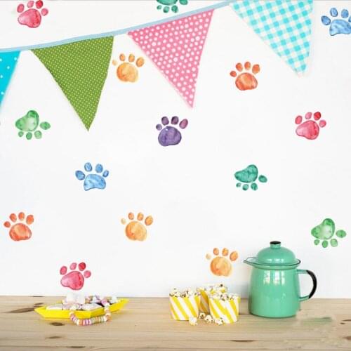 Nordic ins wall sticker PVC Kindergarten environment layout Home party decoration DIY color paw print Background wall sticker