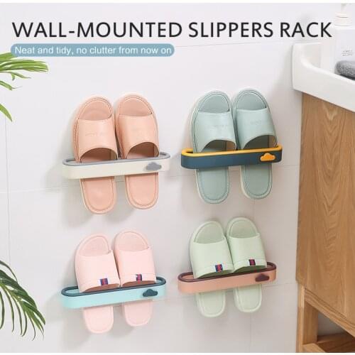 New Three-Dimensional Space-Saving Seamless Paste Shoe Storage Rack Wall Shoe Rack Bathroom Wall-Mounted Slippers Shelf Home