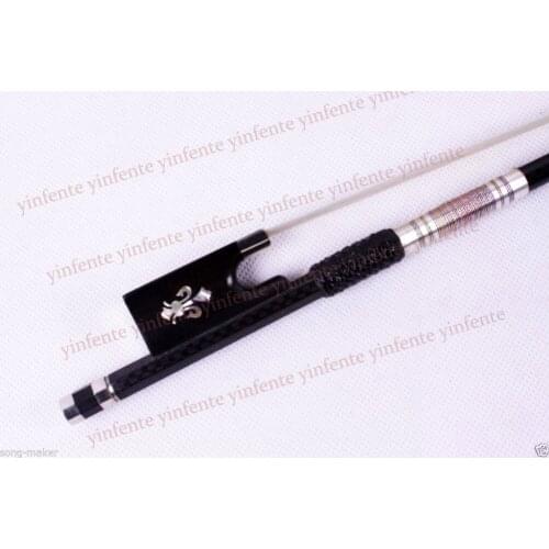 One Violin Bow Plaid Carbon Fiber Round Stick Ebony Flower inlaid 4/4 #6