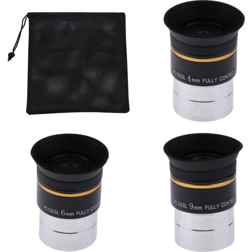3Pcs 4,6,9mm 1.25" 31.7 mm PLOSSL Eyepiece Lens Eyepieces Kit Multi-coated
