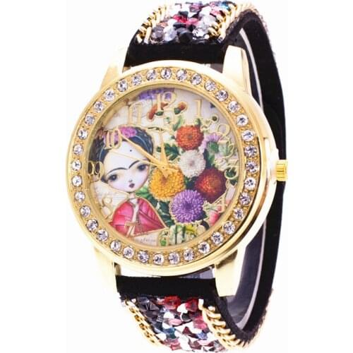 Wholesale Women Watches Ladies Watch Wristwatch Luxury Simple Pattern Diamond Leather Watch Delicate Clock Relogio Feminino