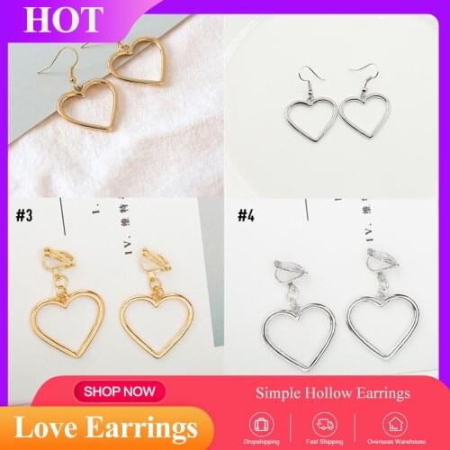 A Pair Of Stylish Hollow Heart-shaped Earrings Simple Style Heart Shaped Earrings Jewelry Gift