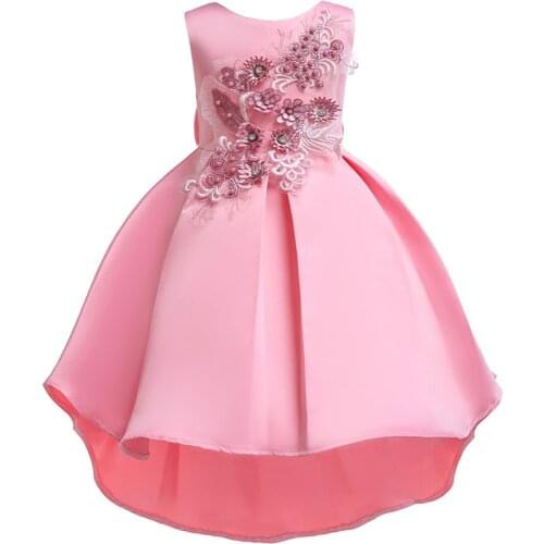 Beaded Girls Dress Informal Wedding Party Baby Girls Dresses Bow Princess Dress Children Summer Kids Dresses For Girls Clothing