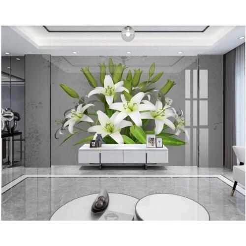 Custom photo 3d wall mural on the wall wallpaper 3d Green lily flower Decoration home decor photo wallpaper in the living room