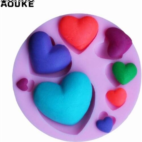 A variety Heart Shape Fondant Cake Silicone Mold Pastry Candy Mould Jello Pudding Chocolate Molds Ice Cube Soap DIY Baking Tools