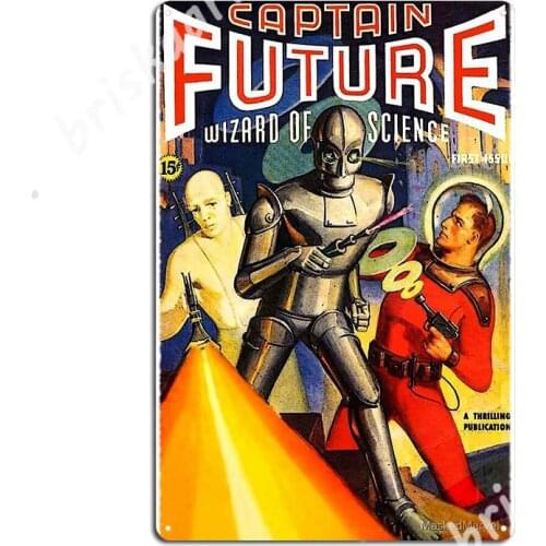 Retro Vintage Captain Future No. 1 Pulp Magazine Art Metal Signs Club Party Garage Club Customize Tin sign Posters