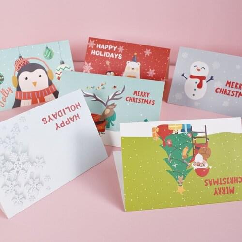 Christmas Card Thank You Cards Flora Xmas Greeting Cards with Envelope New Year Winter Holidays Notes Card