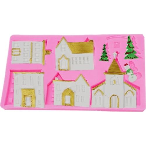 Merry Christmas House Cooking Tools Decoration Silicone Mould Baking Fondant Sugar Craft Diy Cake Candy