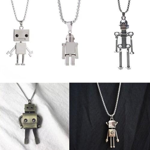 S1304 Fashion Jewelry Vintage Hip Hop Necklace Robot Pendant Necklace
