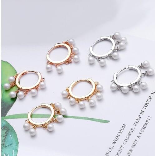 2020 Korean Natural Freshwater Pearl Gold Silvery Hoop Earrings For Women Elegant Small Circle Pearls Earrings Jewelry Accessory