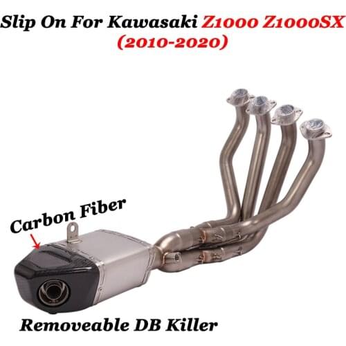 Slip On For KAWASAKI Z1000 Z1000SX 2010-2020 Full System Motorcycle Carbon Exhaust Escape Modify Connect Front Mid Link Pipe