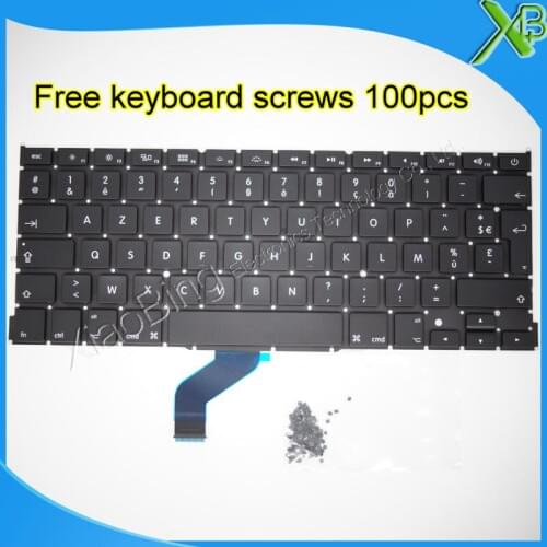 5PCS---Brand New AZERTY FR French keyboard+100pcs keyboard screws For MacBook Pro Retina 13.3" A1425 2012 Year