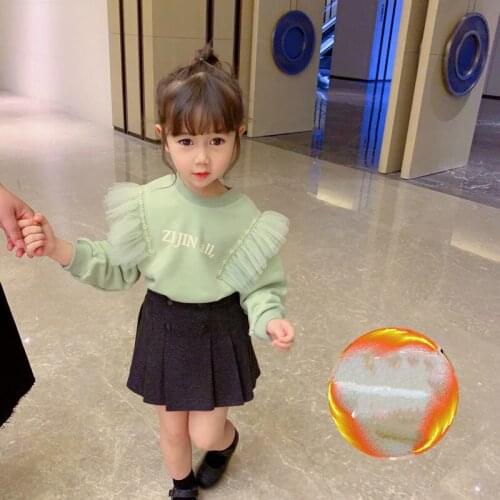 Girls' Hoodies Sweatshirts Kids Outwear 2021 Ruffle Velvet Thicken Warm Winter Autumn Cotton Fleece Plus Size Childrens Clothin