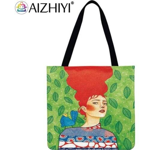 Abstract art girl Printed Shoulder Shopping Bag Casual Ladies Large Capacity Tote Handbags