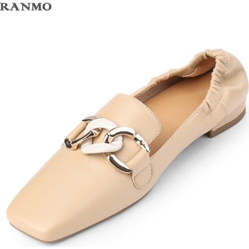 2021 New French Square Toe Single Shoes Low Heels Womens Boots Soft and Comfortable Shoes Daily Commuter Shoes Leather Shoes