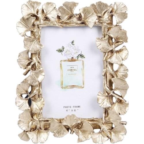 Golden ginkgo biloba photo frame custom - made Nordic wedding photography European retro resin photo frame