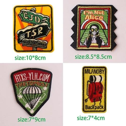1PCS Color Cartoon Rectangle Embroidery Patches for Clothing Stripes Written Words Sticker Clothes Letters Badges