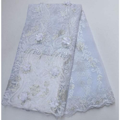 2019 New style French net lace fabric 3D flower African tulle mesh lace fabric high quality Beads nigerian lace fabric CEA-12