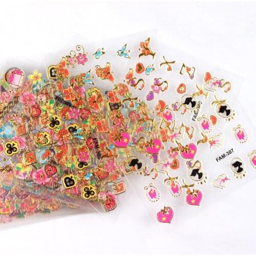 30pcs Love Flowers 3D Nail Art Sticker Hollow Decals Mixed Designs Adhesive Flower Nail Tips Letter Butterfly Foil Nails