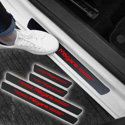 4PCS Car Door Threshold Scuff Plate Stickers For Renault megane koleos duster logan Auto Welcome Pedal Protector Accessories