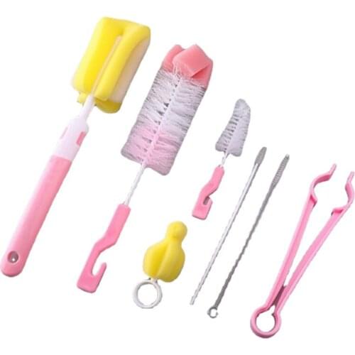 7Pcs Bottle Brushes Kitchen Cleaning Sponge Bottle Cleaning Brush Set Feeding Bottle Dummy Nipple Pacifier Brushes Cup Brush Kit