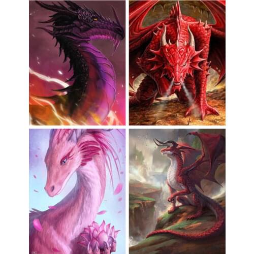Diamond Painting Animal Red Dragon Full Round&Square Drill Mosaic Embroidery Cross Stitch Home Decor 5D DIY Art Wall Stickers