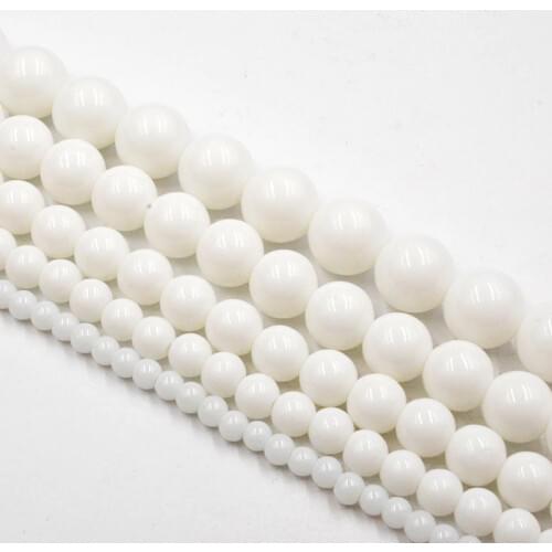 Natural White Round Stone Beads 4-12mm Wholesale Loose Beads for Jewelry Making Accessories DIY Free Shipping Strand 15