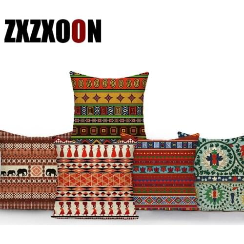 Decorative Pillows African Mandala Geometric Boho Pillow Cushion Cover Polyester Pillowcase for Sofa Home Living Room Decor
