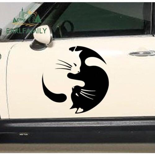 EARLFAMILY 2x Pet Cat Kitten Animal Lovers Love Kiss Yin and Yang Tai Chi Car Stickers SUV Door Side Window Vinyl Decal 9 Colors