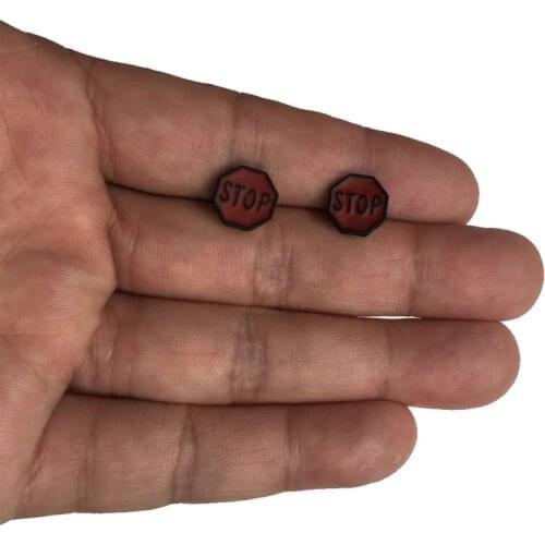Traffic sign STOP enamel Earrings for woman