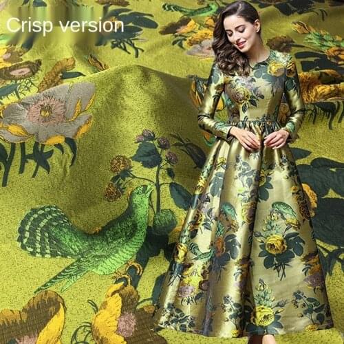 European Designer jacquard flower and bird jacquard brocade fashion fabrics crisp dresses suit styles high-end clothing fabrics