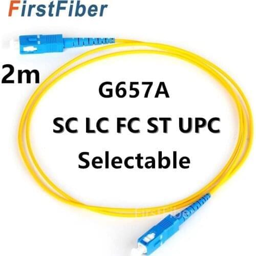 FirstFiber 2m SC ST LC UPC to SC LC ST UPC Fiber Patch Cable,FC UPC Jumper, Patch Cord G657 Simplex 2.0mm PVC SM