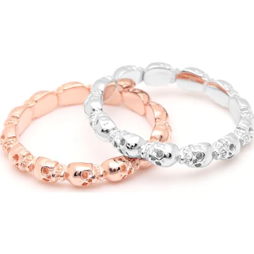 Hainon 2019 Fashion Skull Rings For Women Men Punk Style Rose Gold Color Skeleton Ring For Party Jewelry Distribution