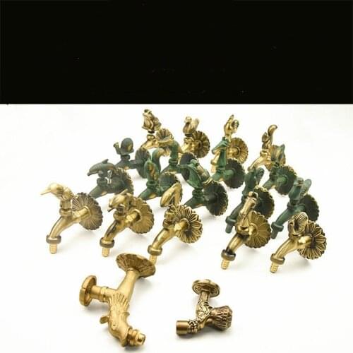 Outdoor Decorative Garden Faucet Animal Shape Bibcock Green/Antique Brass Tap For Washing Mop/Garden Watering Animal Faucet