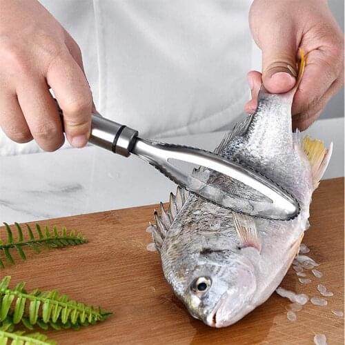 Kitchen accessorie Stainless Fish Scales Scraping Graters Fast Remove Fish Cleaning Peeler Scraper Fish bone tweezers tool gadge