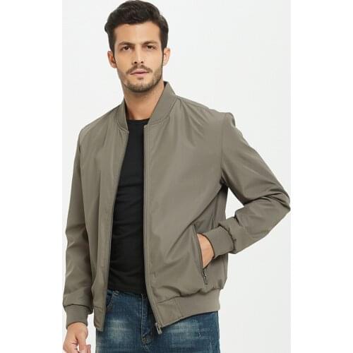 New casual spring autumn men jackets solid color daily sports Outerwear Long Sleeve zipper windproof thin Coats Plus Size