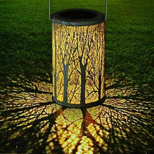 Solar Tree Trunk Projection Lamp Outdoor Solar Iron Lantern European-style Garden Lights Leaf Projection Lamp