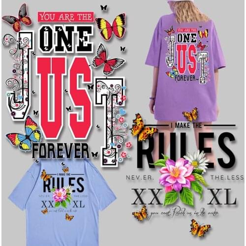 Butterfly Washable clothes Iron-on Transfers Custom own design Letter Stickers Heat Transfer PVC Patch