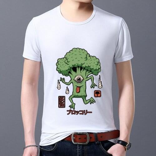 All-match Man Tshirts Cute Monster Pattern Series Tee Shirt Harajuku Style High Quality White Print Short Sleeve Mens Clothes