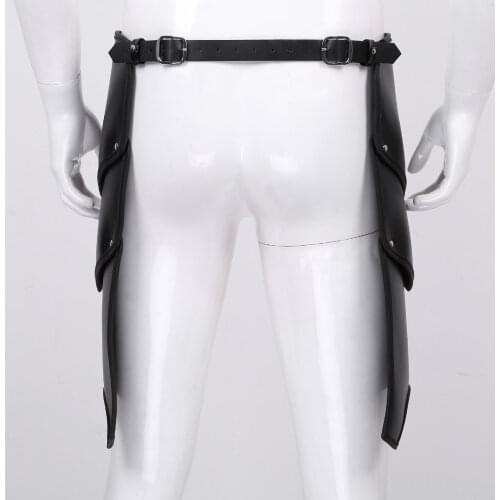Mens Fashion Vintage Bondage Gear Faux Leather Leg Armors Vest Body Waist Harness Strap Party Cosplay Halloween Club Costume