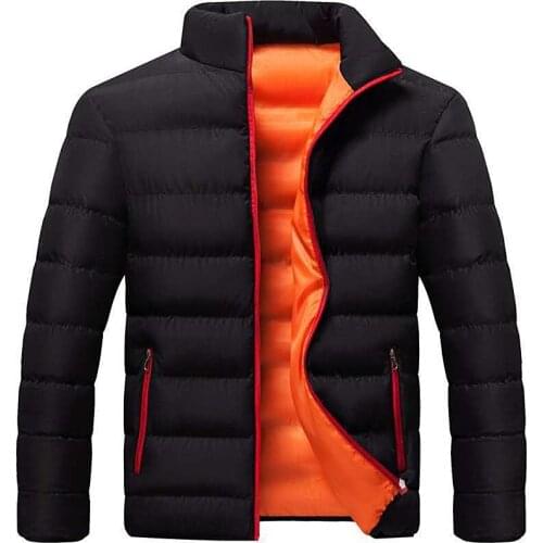 Winter Hot Sales Cotton Long Sleeve Men Down Jacket Stand Collar Korean Style Slim-Fit Pure Color Thick Casual Down Jacket