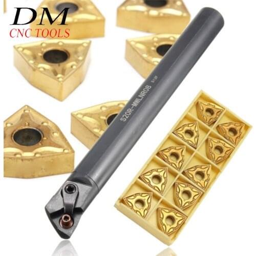 Set of 1pcs S20R-MWLNR08 20mm Lathe Turning Tool Holder with 10pcs WNMG080404-MA UE6020 Carbide Insert