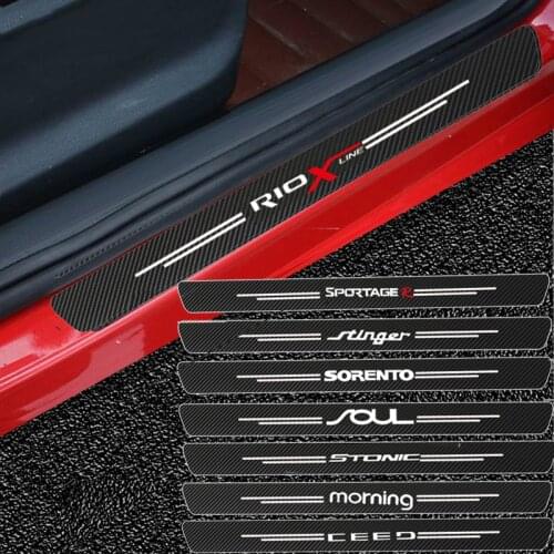 Carbon Fiber Car Door Sill Protector Stickers for Kia Ceed Jd Rio 3 4 Cerato Sorento Stonic Picanto Stinger Soul 2020 2019 2018
