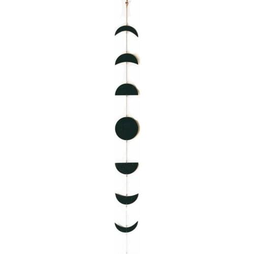 Black Moon Phase Wall Hanging Boho Home Chic Moon Garland Decor Hanging Ornaments Mirror Wall Decoration Ornaments Home Decor