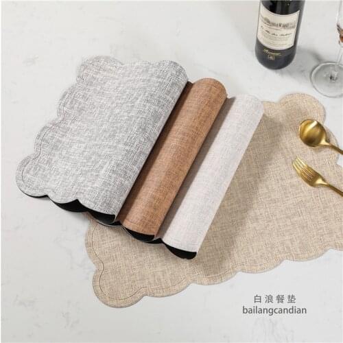 New Waterproof Solid Color Round PU Western Placemat Restaurant Hotel Insulation Coaster Table Mat