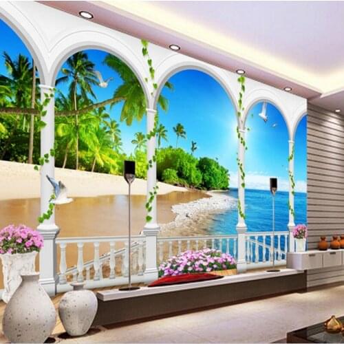 Wallpapers Youman stom 3d stereoscopic photo wallpaper modern fashion mural for interior Maldives beach landscape wallpaper