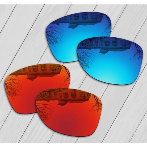 E.O.S 2 Pairs Ice blue & Fire Red Mirror Polarized Replacement Lenses for Oakley Dispatch 2 OO9150 Sunglasses