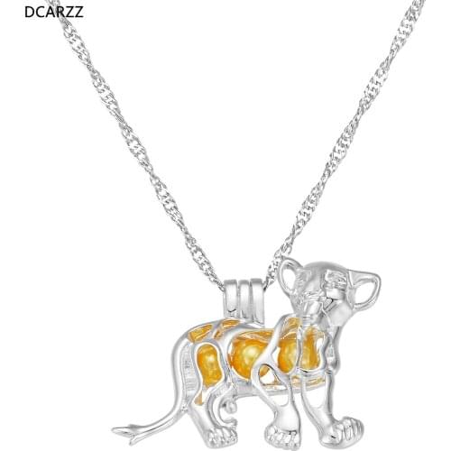Lion Pearl Cage Necklace Silver Plated Simba Pendant Necklace Locket Kids Cartoon Jewelry Gift Remember Who You Are Choker