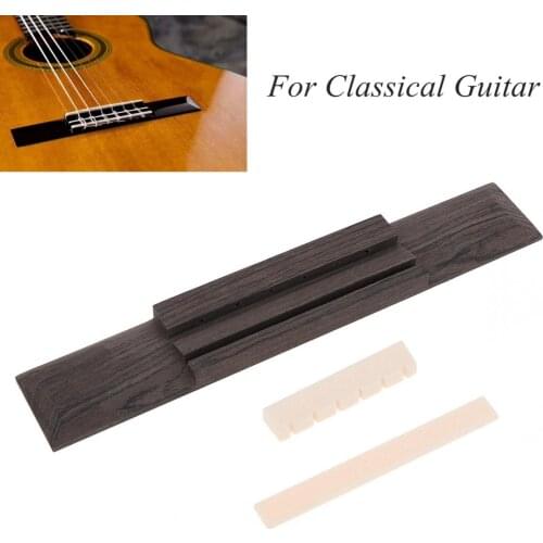 Portable Guitar Bridge Pins 1 Set Rosewood Classical Guitar Bridge Pad + Saddle / Nut Guitar Parts for 40 41 Inch Guitar