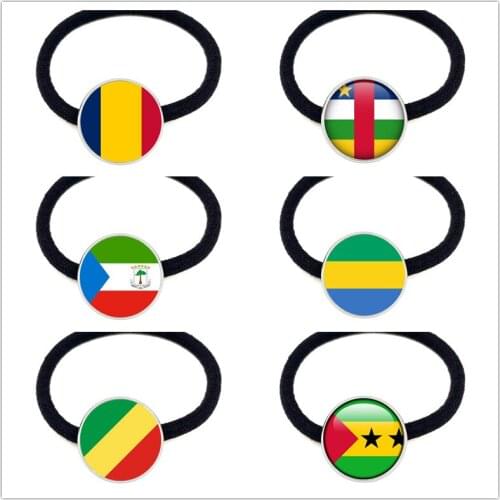 Chad,Central African,Equatorial Guinea,Gabonese,Congo,Sao Tome And Principe National Flag Headband Glass Dome Elastic Hair Bands